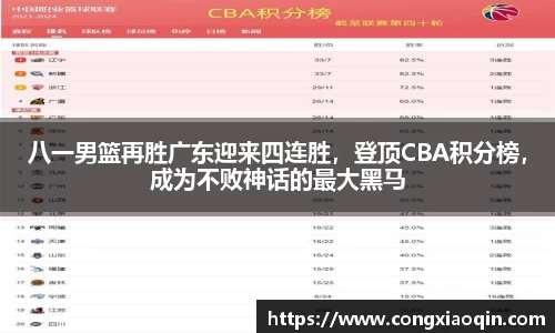 八一男篮再胜广东迎来四连胜，登顶CBA积分榜，成为不败神话的最大黑马