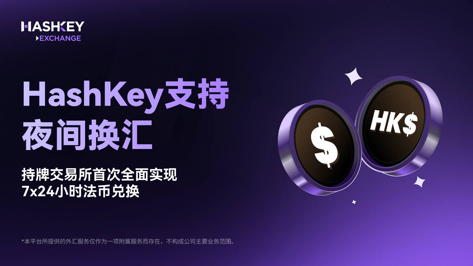 HashKey 支持夜间换汇,持牌交易所首次全面实现 7×24 小时法币兑换缩略图 HashKey 支持夜间换汇,持牌交易所首次全面实现 7×24 小时法币兑换缩略图