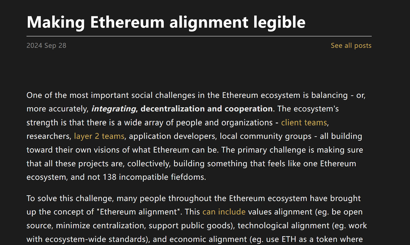 穿透 Ethereum 「退化」喧嚣：为什么「以太坊价值观」是最宽的护城河？缩略图